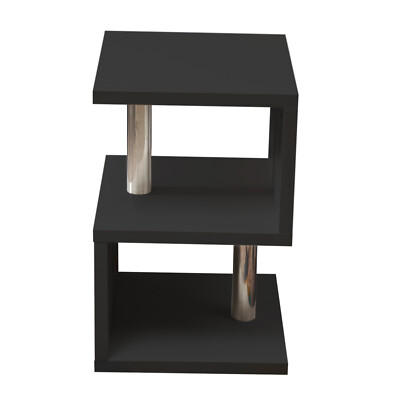 Modern simple Design High Gloss Coffee or Side Table w/ Blue LED Lights S-shaped