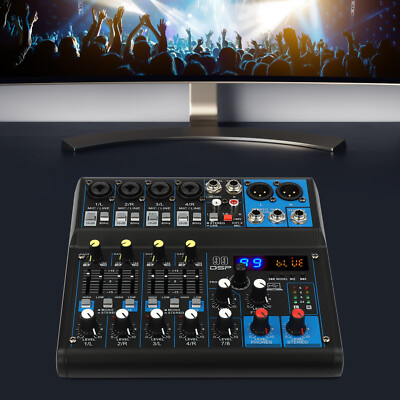 4 Channel Professional Bluetooth Live Studio Audio Mixer USB Mixing Console DSP