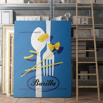 Barilla Pasta Vintage Advertising Posters Funny Kitchen Canvas Wall Art Print