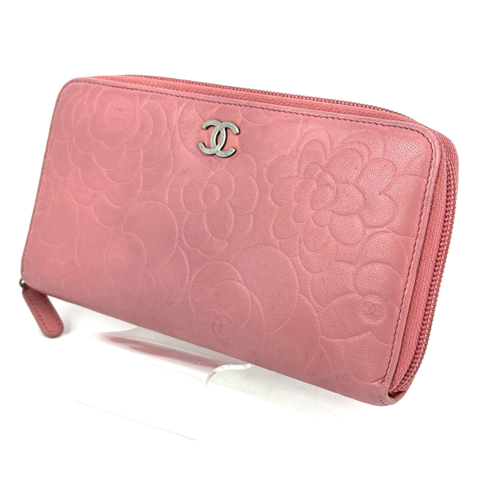 【CHANEL】★Vintage★CAMELIA ジップ ポケット ウォレット CHANEL Wallet CC Camellia Pink Zip Auth / 0342 | eBay