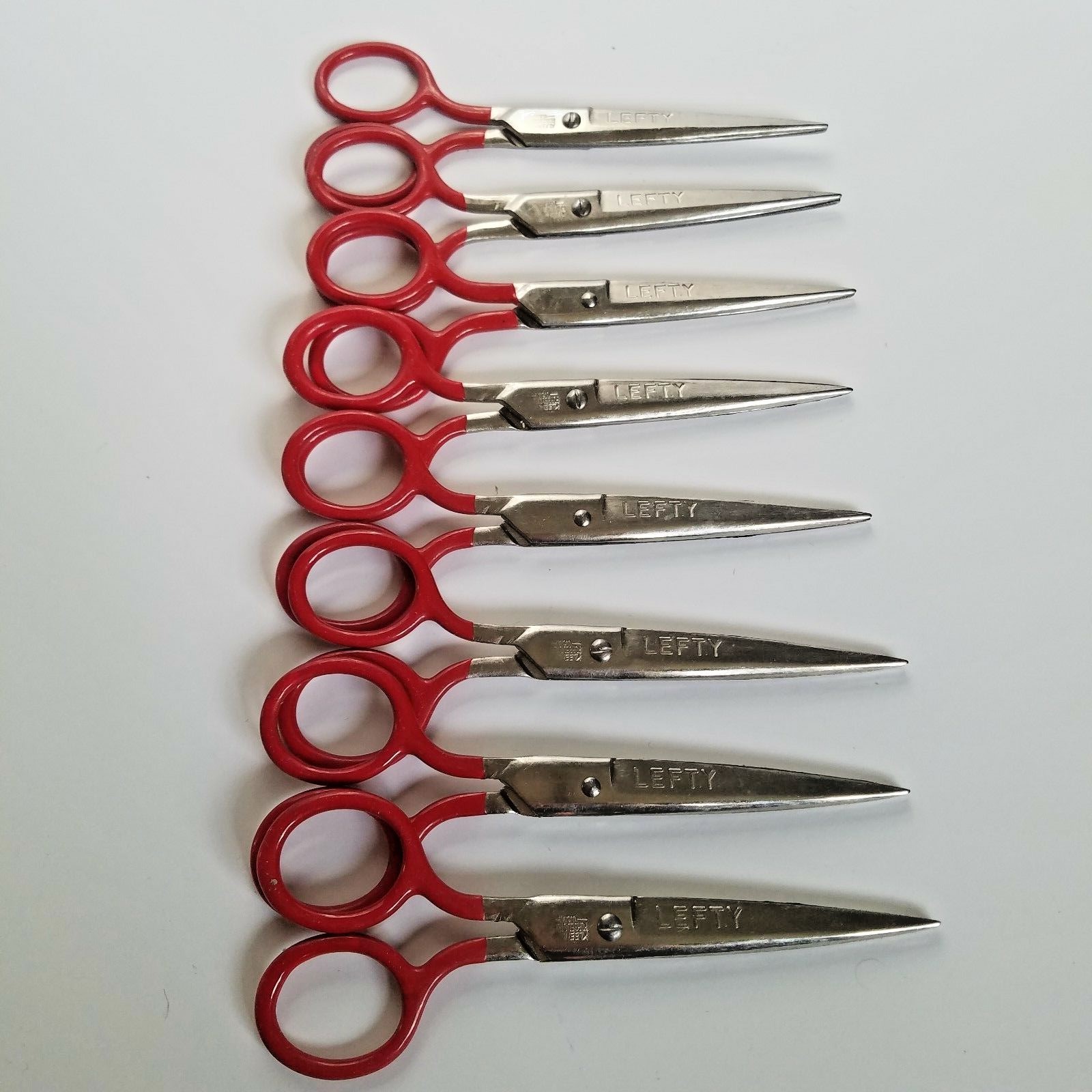Vtg KLEENCUT Childs Lefty Left-Handed Scissors Pointy Red Handle Box of 8