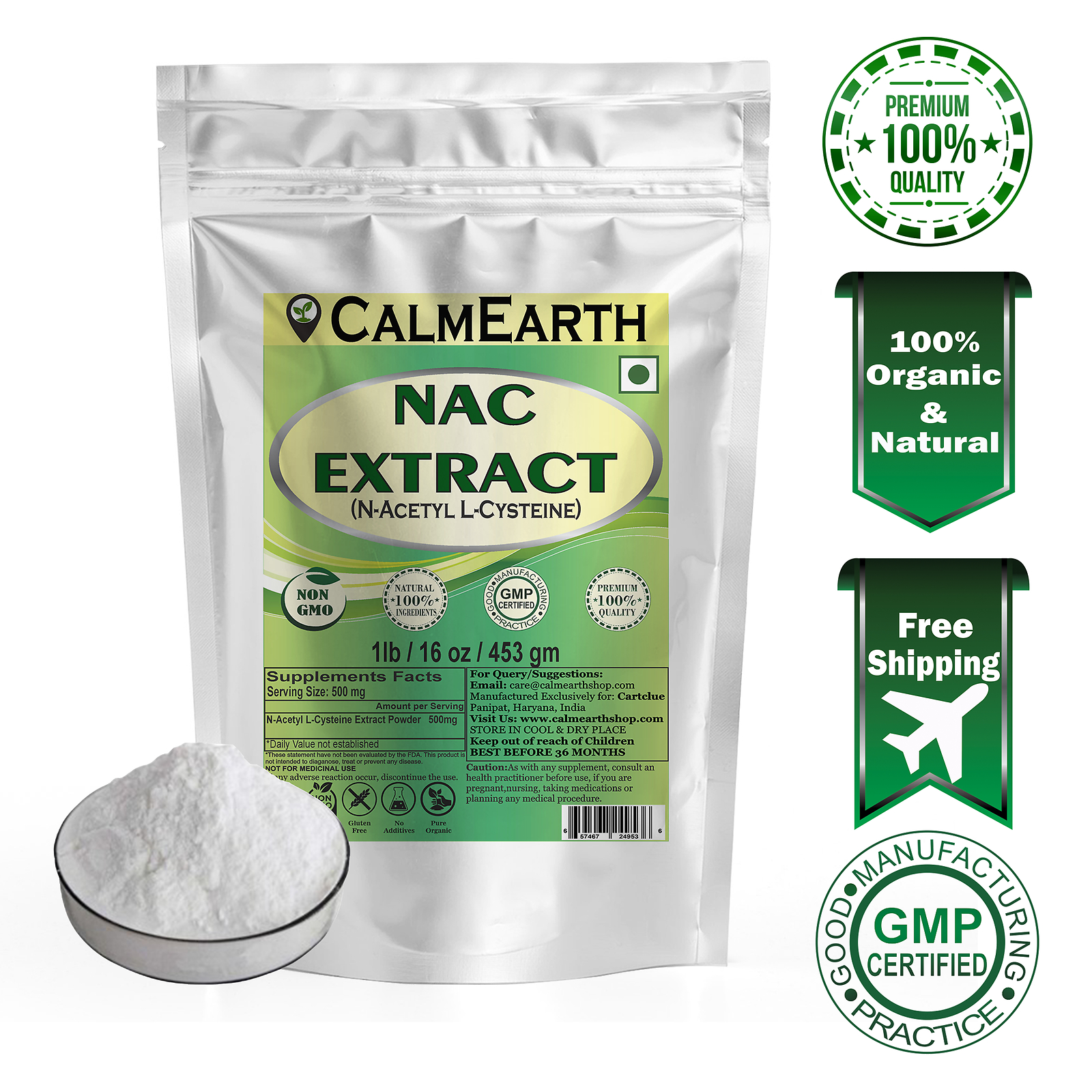 CalmEarth NAC Extract Powder N-Acetyl L-Cysteine for Antioxident