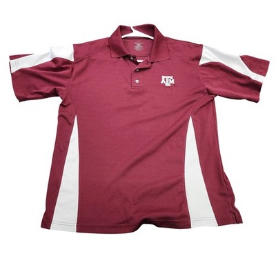 Texas A&M Aggies Polo Shirt Mens Medium Maroon White Performance Mesh