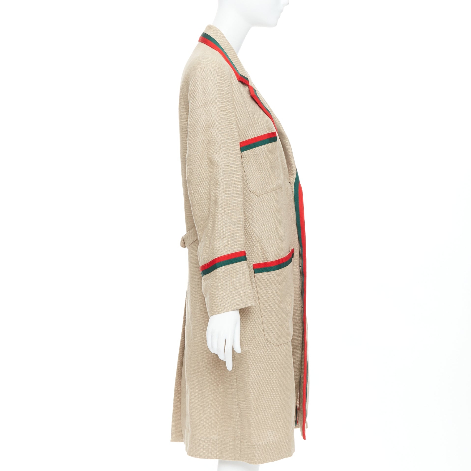 コート Gucci Oversize Coat GUCCI Garden Alessandro Michele beige green red web trim