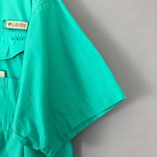 Columbia PFG Short Sleeve Fishing Shirt Green Performance Fishing Gear Large