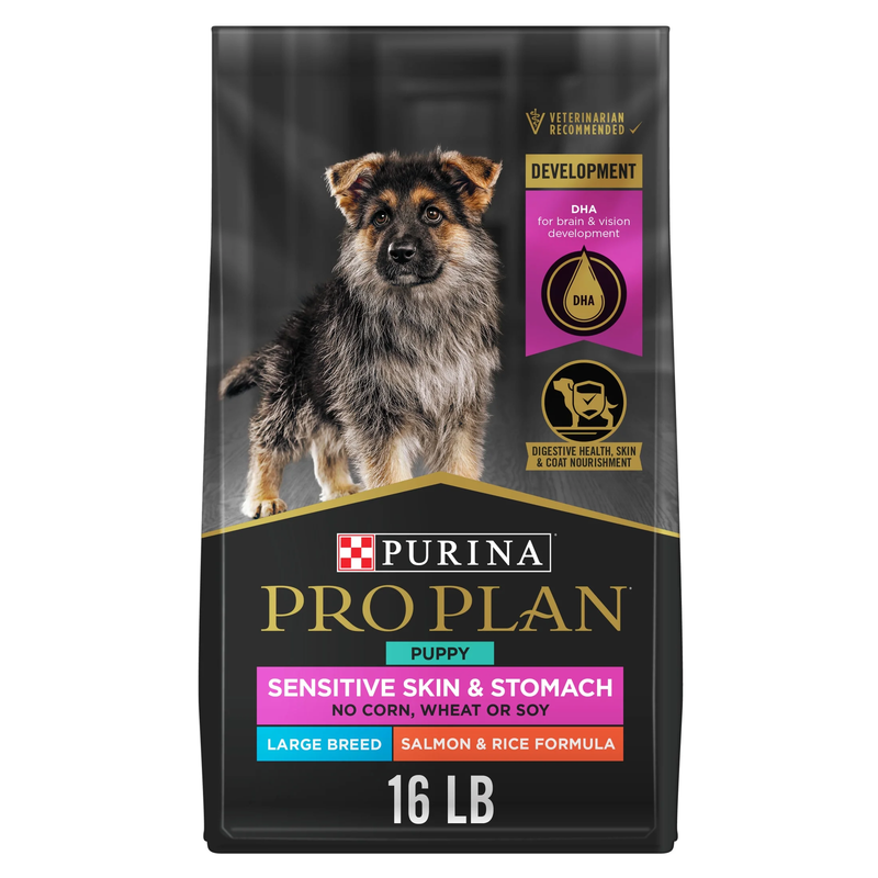 Sensitive Skin & Stomach Puppy Dry Dog Food, Large Breed, Salmon & Rice, 16 Lb B