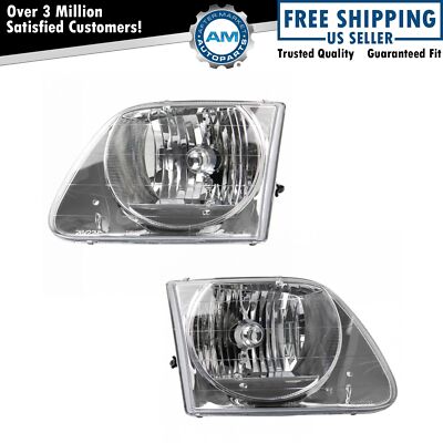 Headlight Set Fits 1997-2002 Ford Expedition 1997-2004 F-150 1997-1999 F-250