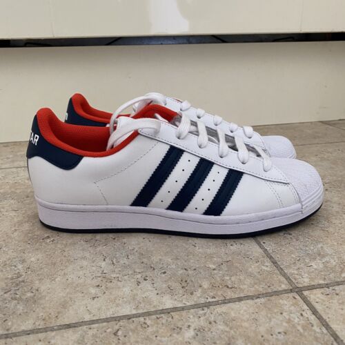 ADIDAS TOP TEN VS SUPERSTAR TRAINERS WHITE NAVY RED SIZE UK 5