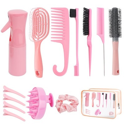 FIDWALL Hair Brush Set,14 Pcs Brushes Hairdressing Tools,Includes Pink 