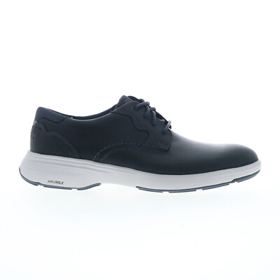 Мужские синие широкие оксфорды Rockport Noah с однотонным носком и шнуровкой на плоской подошве