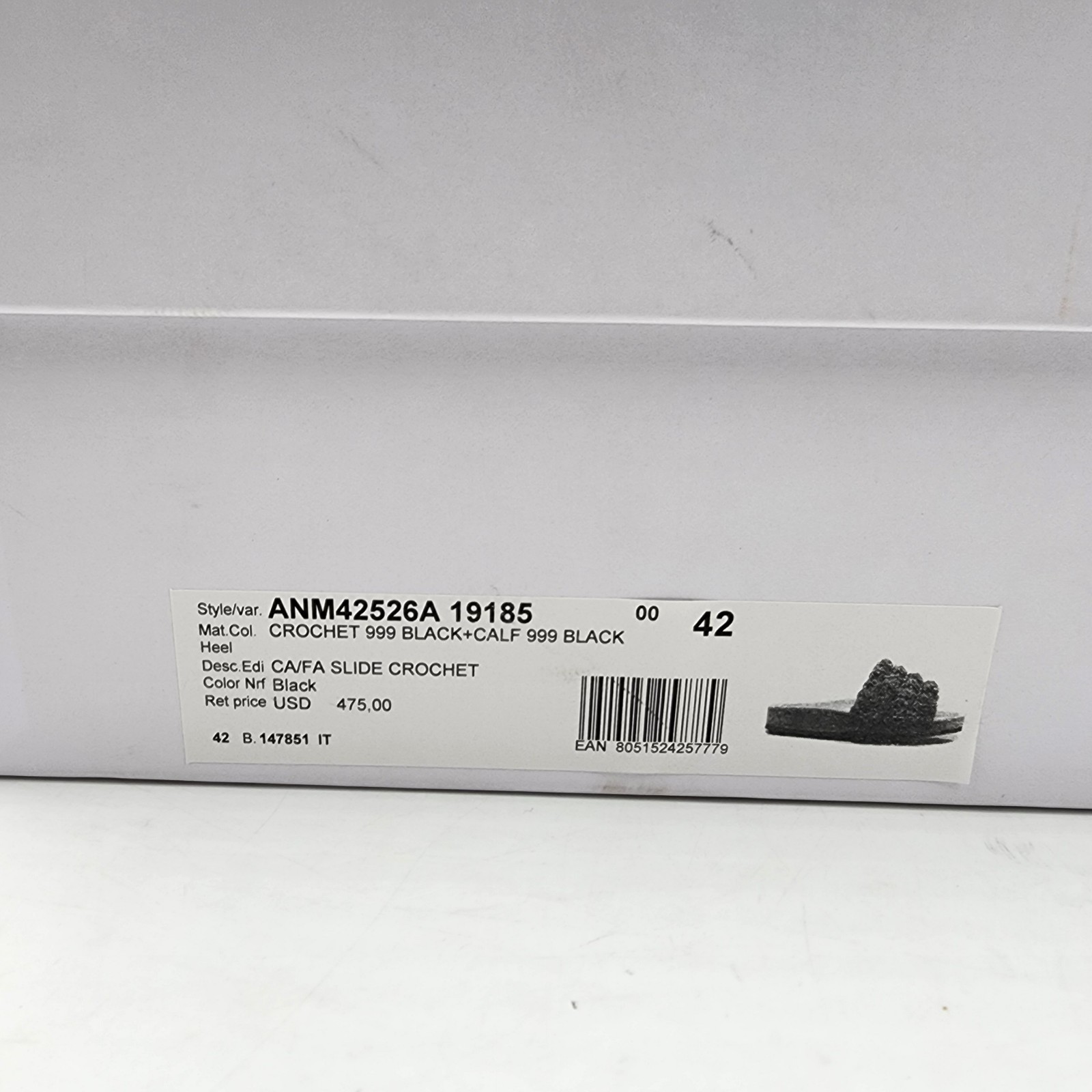 JW Anderson Popcorn Crochet Slip On Slide Sandals Men's 42/8.5US Black Open Toe - Picture 17 of 19