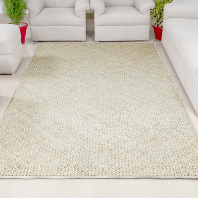 Hand Woven Ivory Jute Cotton Chunky Rug by Tufty Home -V81