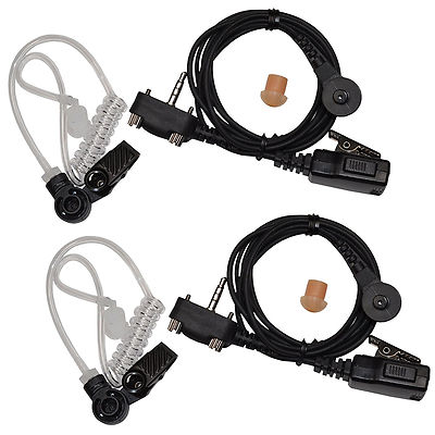 2-Pack Acoustic Tube Earpiece Headset PTT Mic for Vertex Standard VX Series
