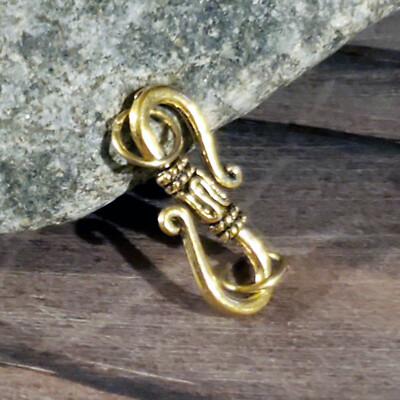 Antiqued Gold Plated Pewter Fancy Rope S-Hook Clasp Necklace Bracelet Finding