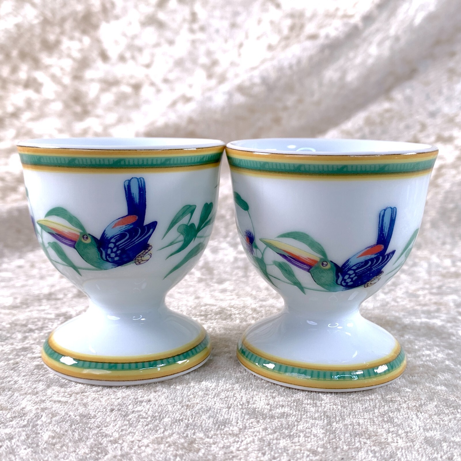 エルメス トゥカン エッグスタンド 高さ5cm東キ7-0902☆1F Hermes Paris Toucans Egg Stand Holder Porcelain Tableware