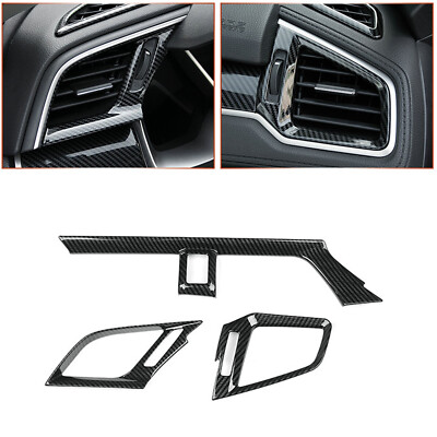Carbon Fiber ABS Dash AC Air Outlet Cover Decoration For Honda Civic 2016-21