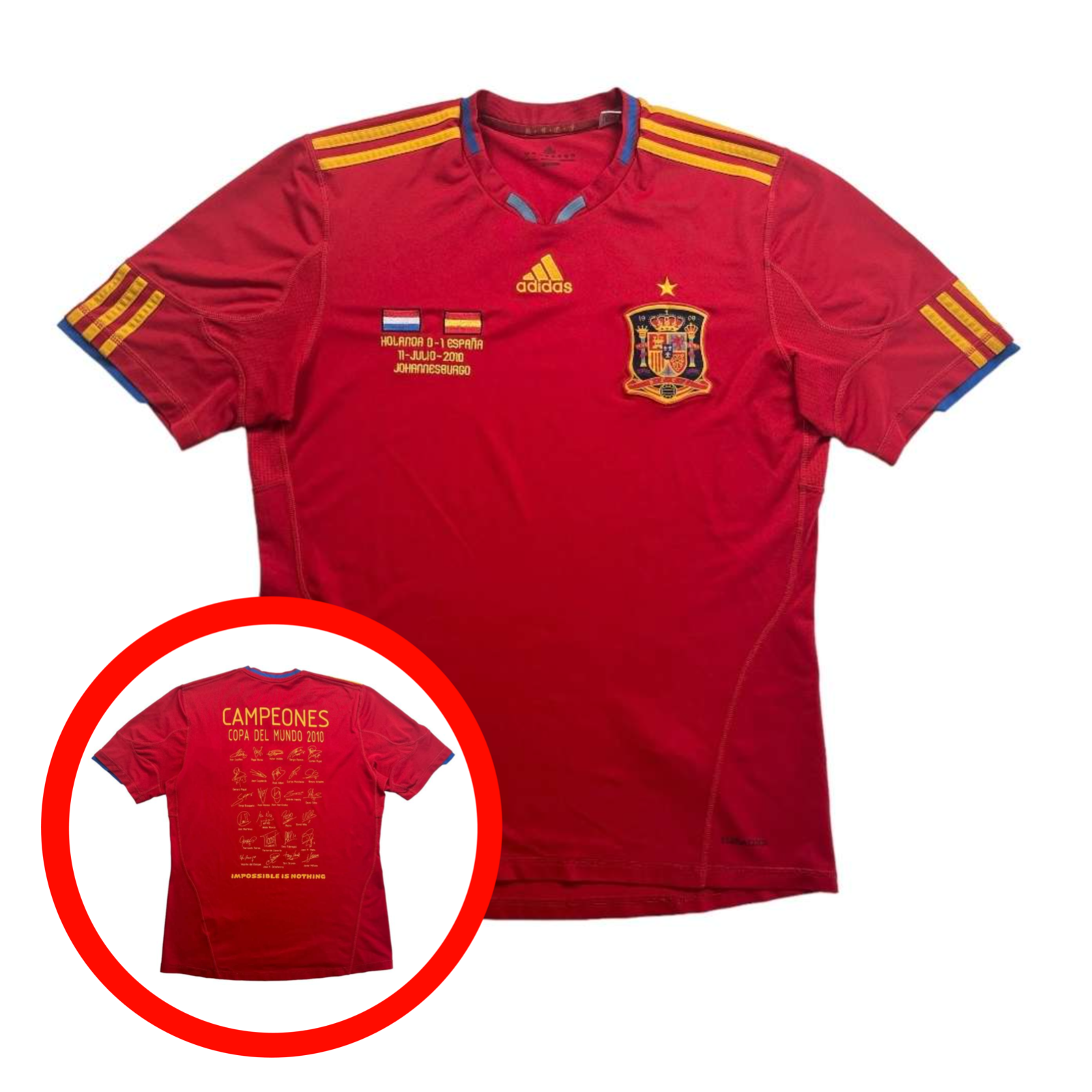 Spain 2010/12 Adidas Home Football Shirt L mens Signed