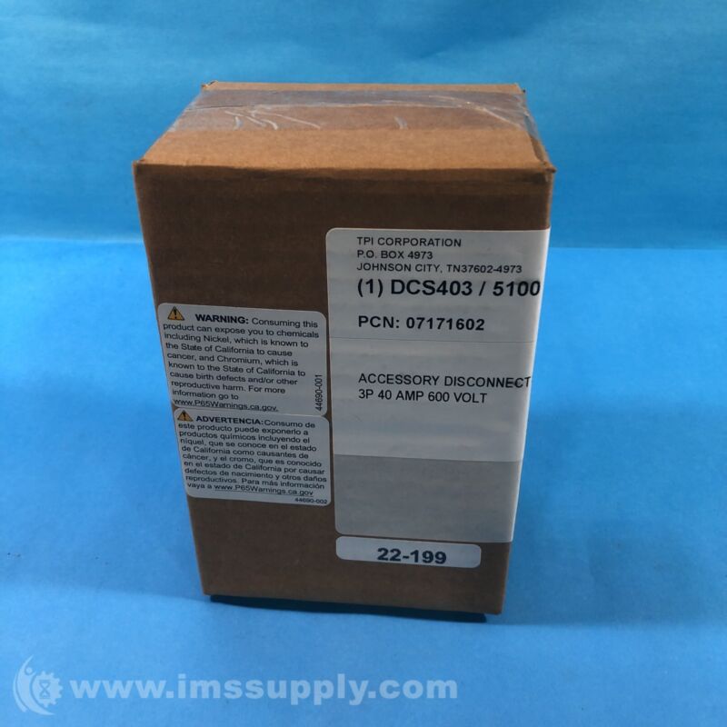 Tpi Corp Dcs403/5100 Power Disconnect Switch Fnfp