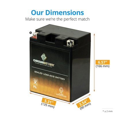 YTX14AH-BS High Performance Snowmobile AGM Battery Replaces BTX14AH-BS