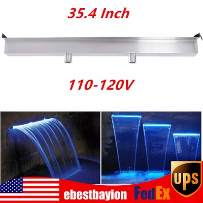 35.4'' Wall-Mount Pool Waterfall Spout Water Fountain Decoration For Yard Outdoor