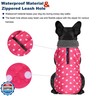 Petglad Dog Winter Coat, Waterproof Dog Jacket with Leash Hole, Reflective Adjustable Pet Snow Vest, Warm Fleece Sweater for Small Medium Large Dogs - Pink Polka Dot, L