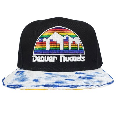 Denver Nuggets Mitchell & Ness NBA Snapback Hat Cap 3D Logo Black White NWT