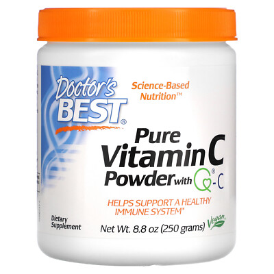 Doctor s Best Pure Vitamin C Powder с QC 8 8 унций 250 г Без глютена, без сои,