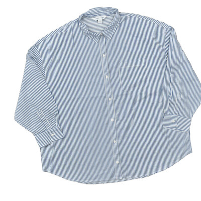 NEW Old Navy  Women's Size XL Blouse Top Long Sleeve Blue Striped Cotton Collare