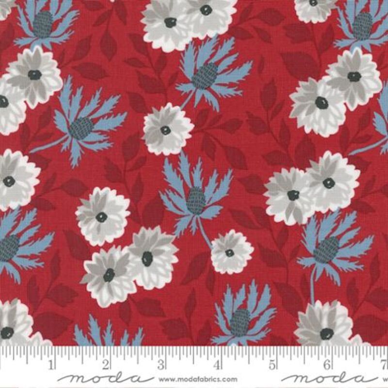 Old Glory Red With Blue Wht Bouquet By Lella Bout/Moda 5200 15, Sld By 1/2 Yd