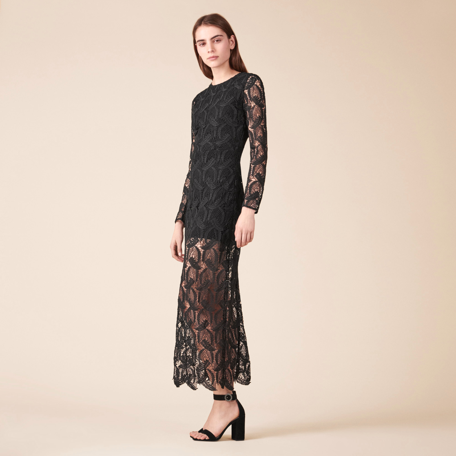 maje black lace dress