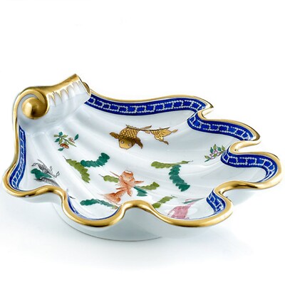 NEW Herend POISSON Oriental Shell Dish Enamel Beautiful Applied 7444 Retail $745