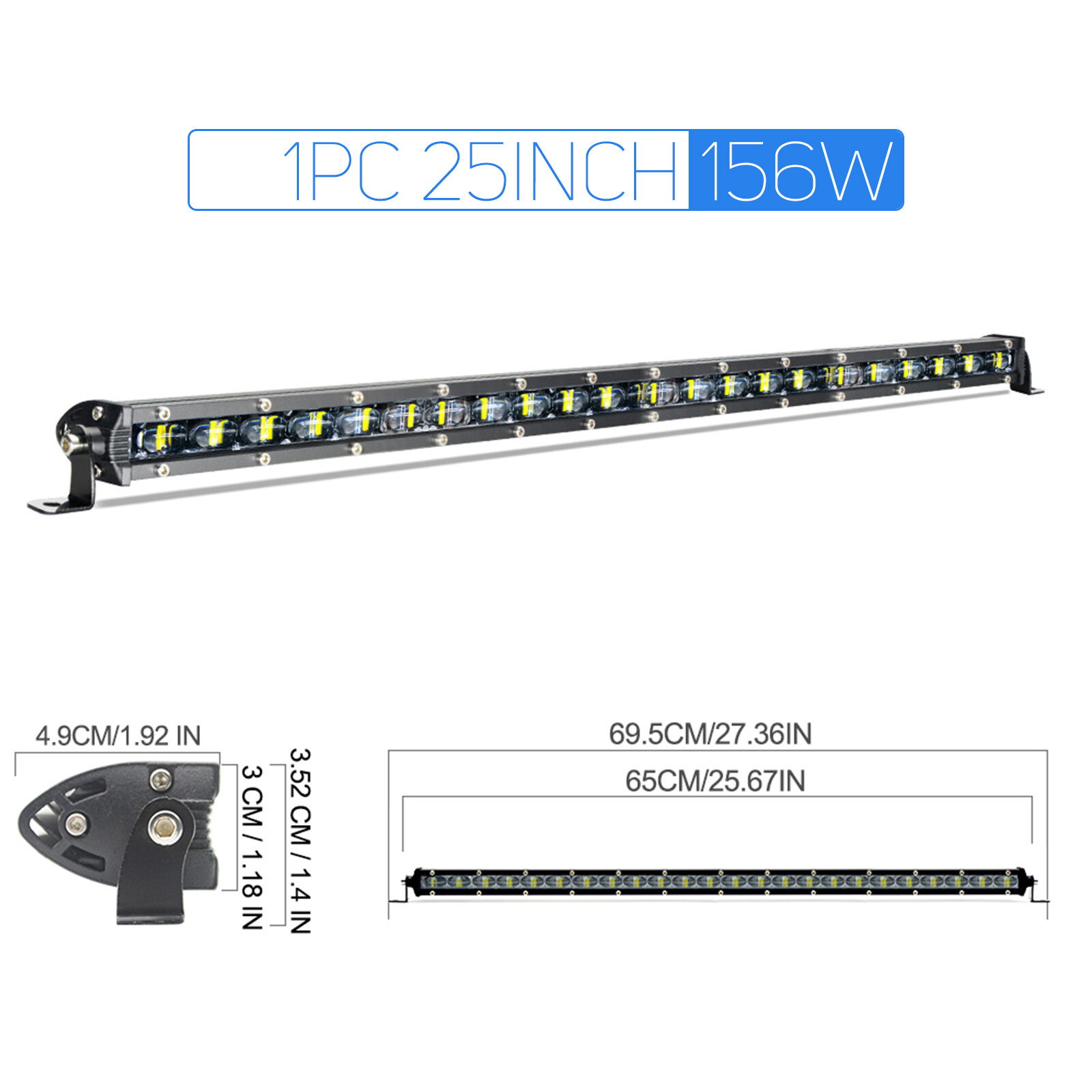 SKYWORLD Phare de Travail 64 cm 120W Slim Barre LED 12V 24V Projecteur