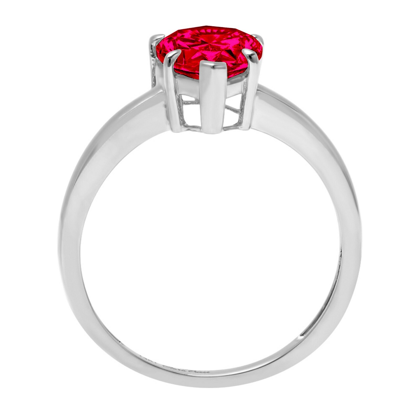Pre-owned Pucci 1ct Pear Cut Simulated Ruby Stone Wedding Bridal Promise Ring 14k White Gold In Red