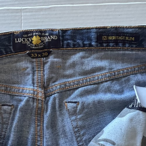 Lucky Brand 121 Heritage Slim Mens 33x30 Blue Denim Straight Leg Jeans EBG
