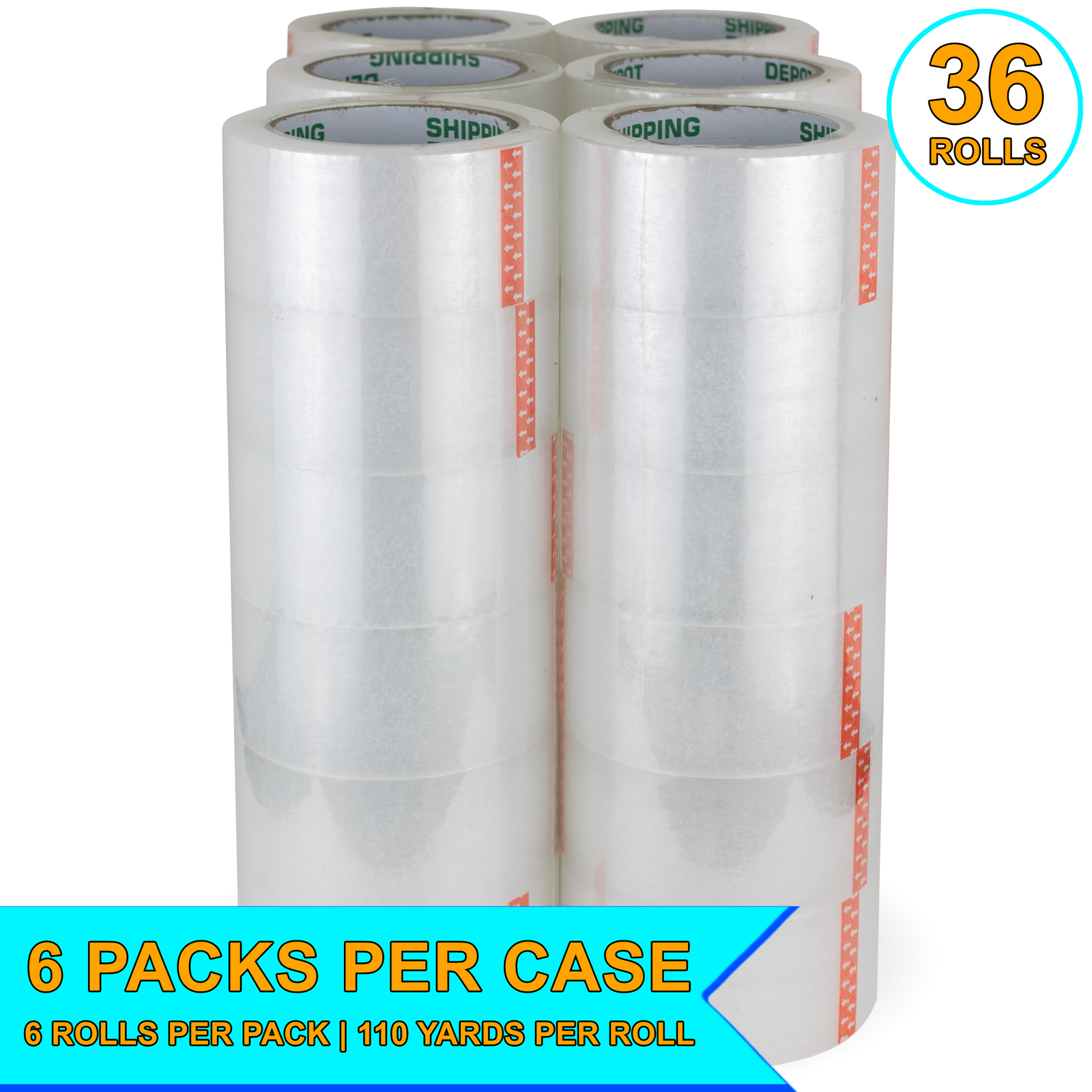 Up to 144 Rolls Carton Sealing Clear Packing Shipping Box Tape 2" or 3" x 110 Yd