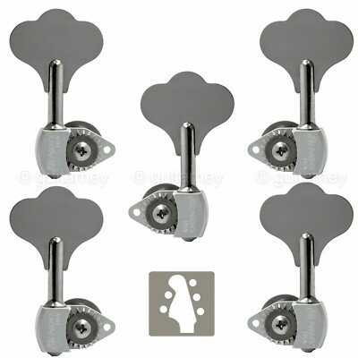 NEW Hipshot USA HB6 1/2'' Ultralite  Bass Tuning L2+R3 SET Clover Key 2x3, CHROME