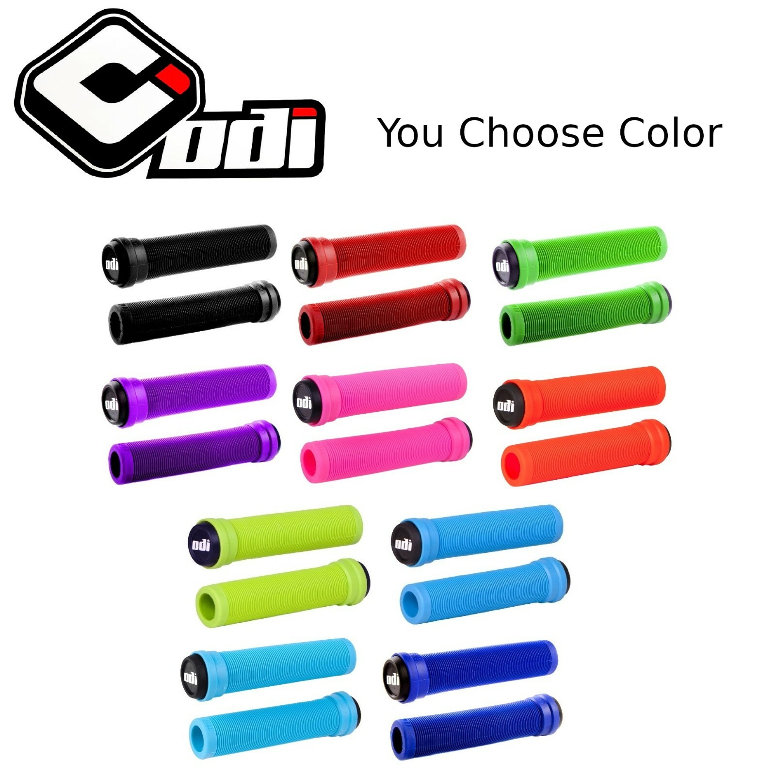 ODI Soft Flangeless Longneck Grips BMX MTB Hybrid Bike Scooter Softies No Flange