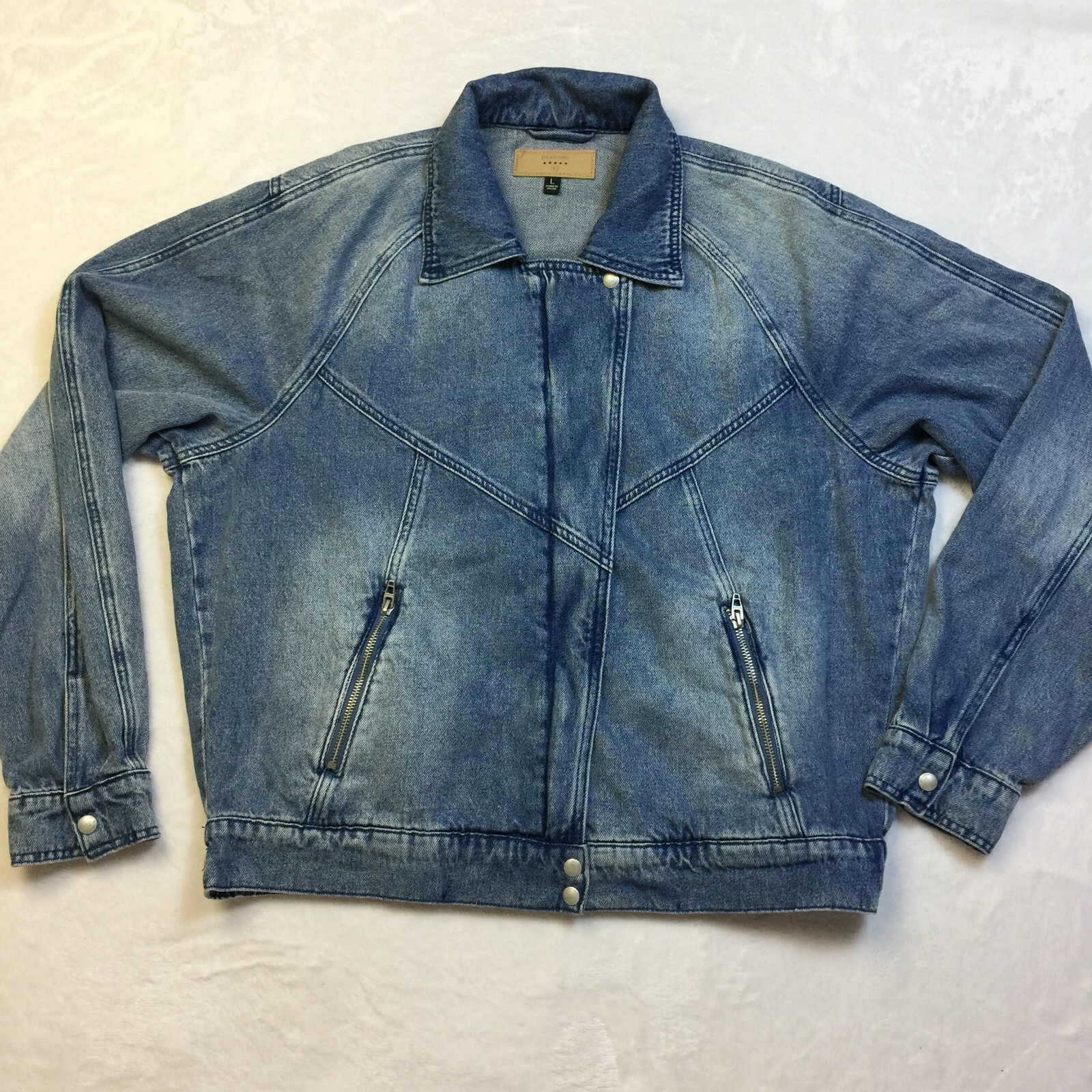 Lidnm SILK DENIM MORTORCYCLE COAT Sサイズ JEsilunmaMY Women's Rivet Motorcycle Denim Jacket Long