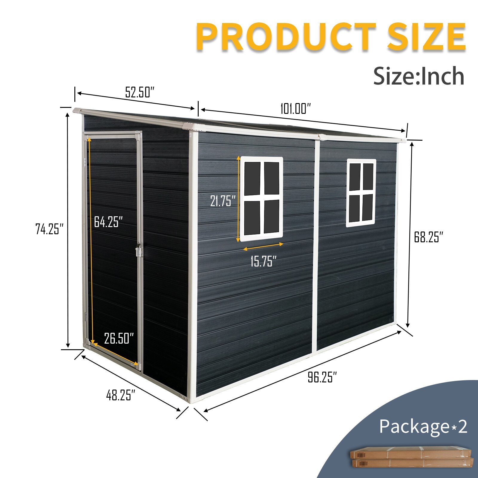4x8 FT Outdoor Resin Storage Shed with Sloping Roof & Lockable Door for Patio