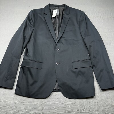 Express Blazer Mens 44R Black Single Breast Cotton Stretch Formal NEW