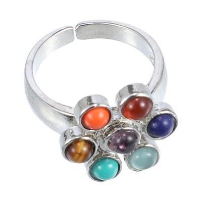 7 Chakra Stones Faux Natural Crystals Stones for Yoga Lovers Collectors Ring