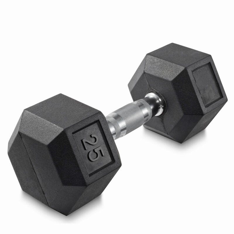 25 Lb Rubber Coated Hex Dumbbell Hand Weight, 25 Pounds