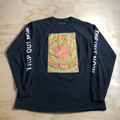 A3496 Jhene Aiko Trip Black Long Sleeve Graphic Spellout Tee T-Shirt Size Medium