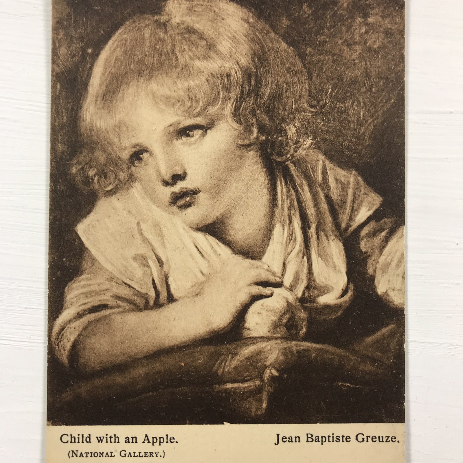 Child With An Apple Jean Baptiste Greuze National Gallery Vintage Postcard