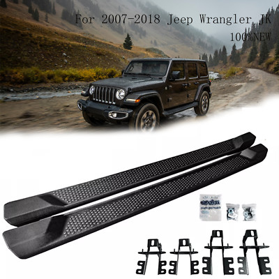 Fit 2007-2018 Jeep Wrangler JK 4 Door Running Boards Black Nerf Bars Side Steps
