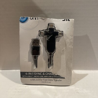 Onn 3 Feet Micro USB, Mini USB, Mini B 8-PIN USB C Sync & Charge Cable  Box Dama