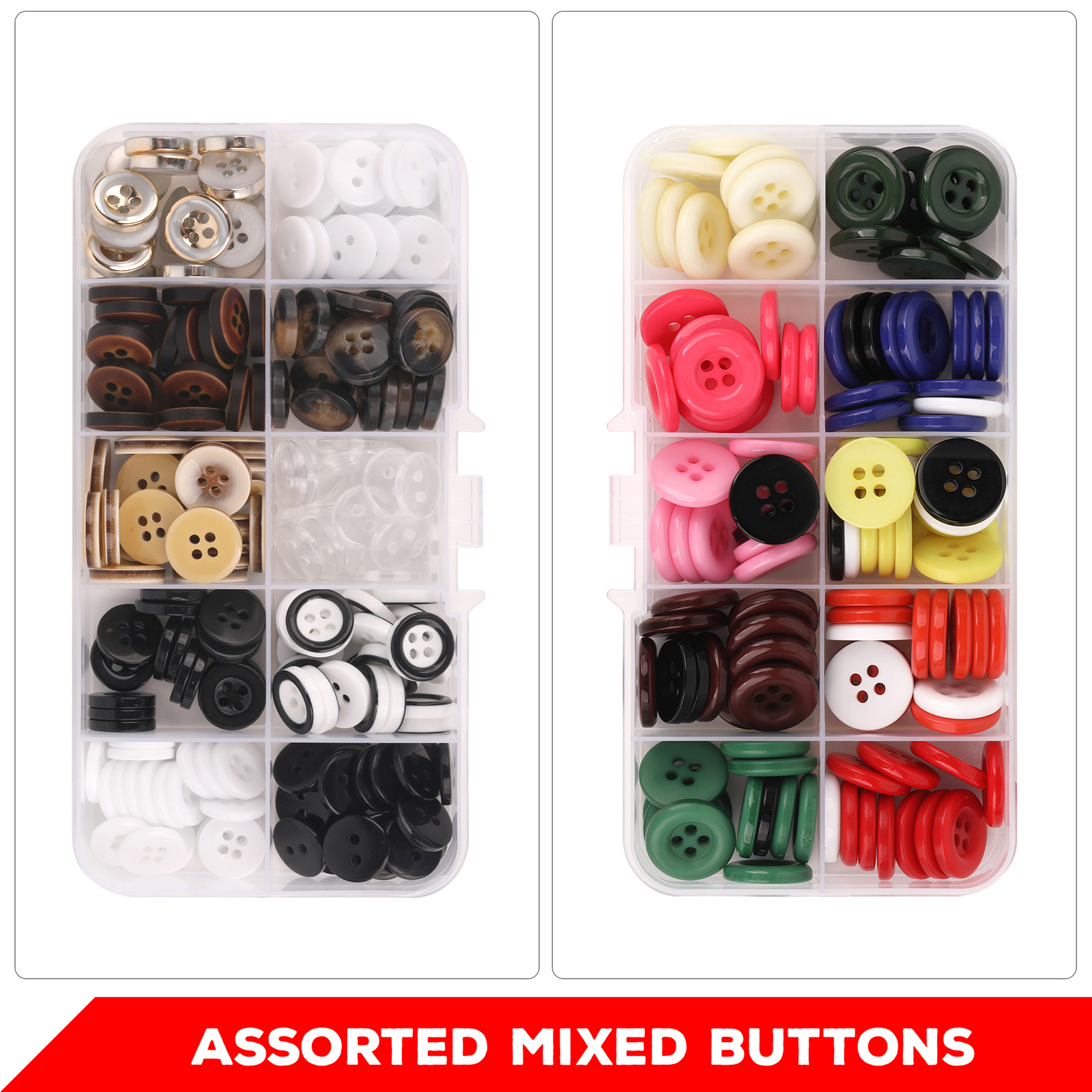 4 Holes Round Assorted Resin Buttons for Sewing Handbags Pillow Mixed Size