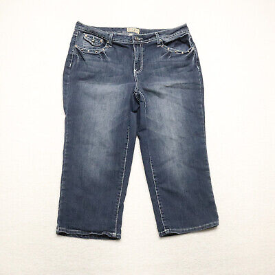 Earl Jeans Women's Size 14 Blue Capri Leg Dark Wash Cotton Blend Stretch Jeans