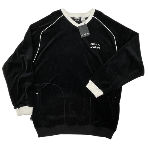 NWT Vintage 90s Sean John Velour Pullover Sweatshirt Black NWT Vintage 90s Sean John Velour Pullover Sweatshirt Black
