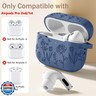 DGege for AirPods Pro 2nd/1st Case with Cleaner Kit,Cute Rose Flower Engraved Soft Silicone Protective Compatible with Apple AirPods Pro 2/Airpod Pro Cover with Keychain,Front LED Visible,Bluegrey